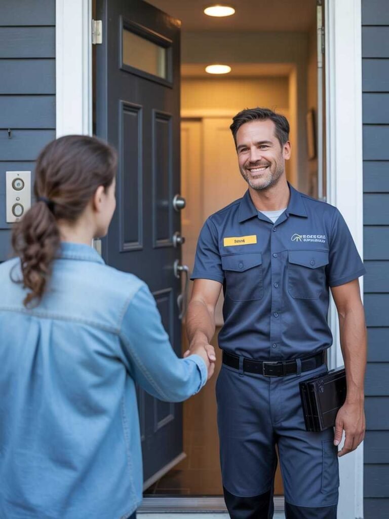 Redwood City Rodents technician assisting homeowner near Edgewood Park Redwood City CA 94062