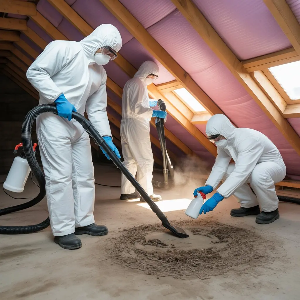 Professional crawl space rodent cleanup service removing rat droppings, nests, and contaminated insulation in Bair Island, Redwood City, CA.